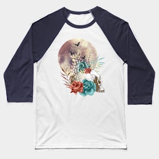 Boho Full Moon Skull Baseball T-Shirt